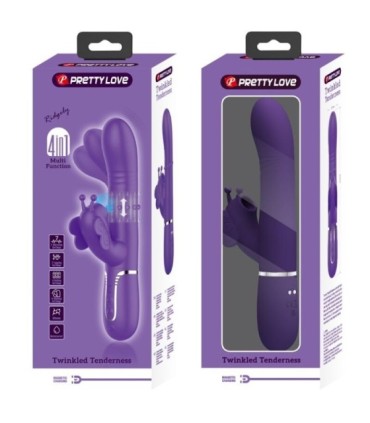 PRETTY LOVE - VIBRADOR RABBIT MULTIFUNCIÓN 4 EN 1 MARIPOSA MORADO