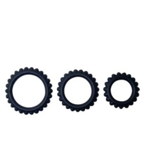 BAILE - TITAN SET 3 PCS COCK RING BLACK 2.8 + 2.4 + 1.9 CM