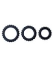 BAILE - TITAN SET 3 PCS COCK RING BLACK 2.8 + 2.4 + 1.9 CM