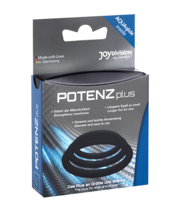 JOYDIVISION POTENZDUO - PLUS PACK 3 ANILLOS PARA PENE NEGRO - S, M, L