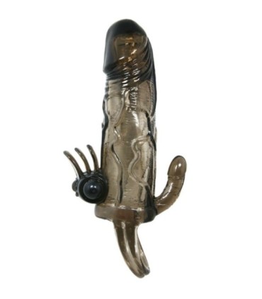 BAILE - BRAVE MAN FUNDA PENE ANAL Y CLITORIS VIBRADOR 16.5 CM NEGRO