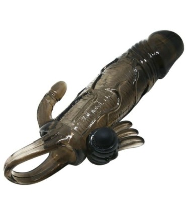 BAILE - BRAVE MAN FUNDA PENE ANAL Y CLITORIS VIBRADOR 16.5 CM NEGRO