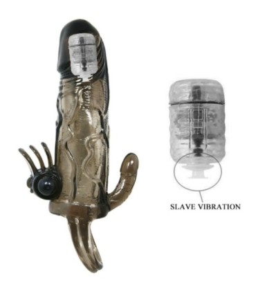 BAILE - BRAVE MAN FUNDA PENE ANAL Y CLITORIS VIBRADOR 16.5 CM NEGRO