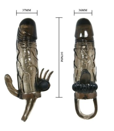 BAILE - BRAVE MAN FUNDA PENE ANAL Y CLITORIS VIBRADOR 16.5 CM NEGRO