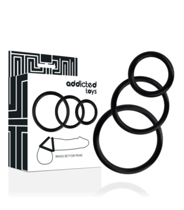 ADDICTED TOYS - SET ANILLOS PENE NEGRO