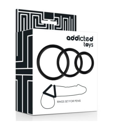 ADDICTED TOYS - SET ANILLOS PENE NEGRO