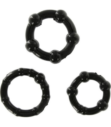 SEVEN CREATIONS - JUEGO TRES ANILLOS PENE NEGRO