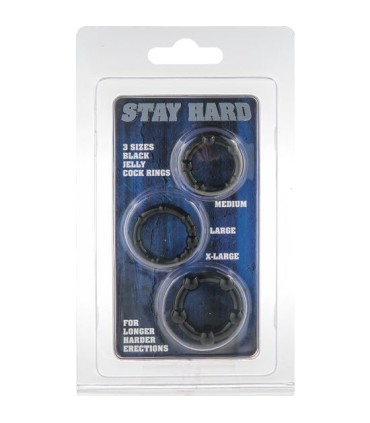 SEVEN CREATIONS - JUEGO TRES ANILLOS PENE NEGRO