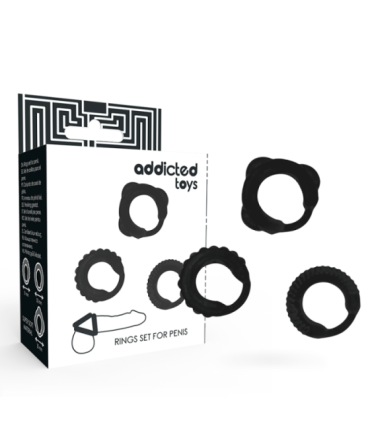 ADDICTED TOYS - SET 3 ANILLOS PENE NEGRO