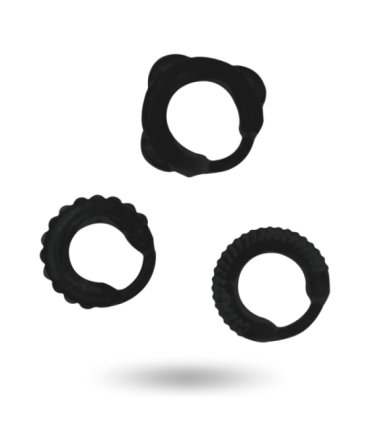 ADDICTED TOYS - SET 3 ANILLOS PENE NEGRO