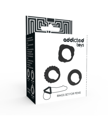 ADDICTED TOYS - SET 3 ANILLOS PENE NEGRO
