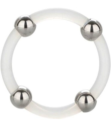 CALEXOTICS - ANILLO DE SILICONA CON CUENTAS DE ACERO TALLA L