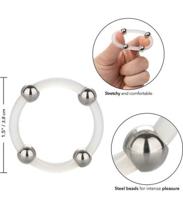 CALEXOTICS - ANILLO DE SILICONA CON CUENTAS DE ACERO TALLA L