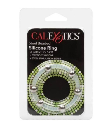 CALEXOTICS - ANILLO DE SILICONA CON CUENTAS DE ACERO TALLA XL