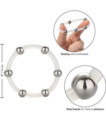 CALEXOTICS - ANILLO DE SILICONA CON CUENTAS DE ACERO TALLA XL