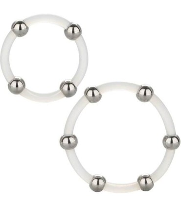 CALEXOTICS - KIT DE 2 UDS ANILLO DE SILICONA CON CUENTAS DE ACERO