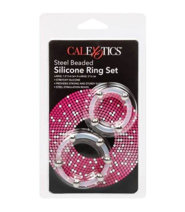 CALEXOTICS - KIT DE 2 UDS ANILLO DE SILICONA CON CUENTAS DE ACERO
