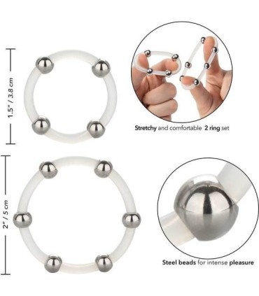 CALEXOTICS - KIT DE 2 UDS ANILLO DE SILICONA CON CUENTAS DE ACERO