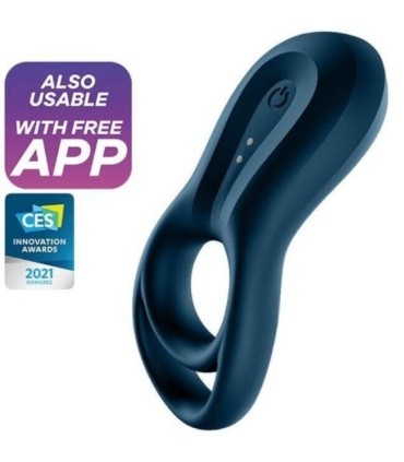 SATISFYER - EPIC DUO ANILLO VIBRADOR APP AZUL