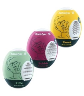 SATISFYER - 3 HUEVOS MASTURBADORES RIFFLE, BUBBLE & FIERCE