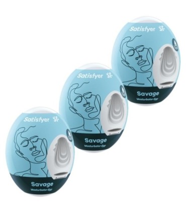 SATISFYER - 3 HUEVOS MASTURBADORES SAVAGE