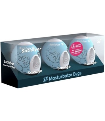 SATISFYER - 3 HUEVOS MASTURBADORES SAVAGE