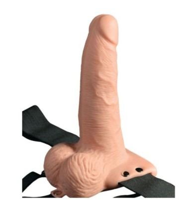 FETISH FANTASY SERIES - ARNÉS AJUSTABLE CONTROL REMOTO PENE REALÍSTICO CON TESTÍCULOS RECARGABLE Y VIBRADOR 15 CM