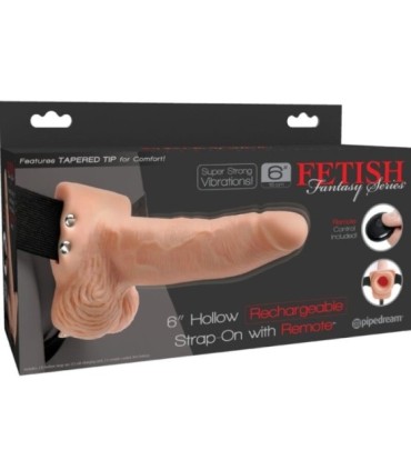 FETISH FANTASY SERIES - ARNÉS AJUSTABLE CONTROL REMOTO PENE REALÍSTICO CON TESTÍCULOS RECARGABLE Y VIBRADOR 15 CM