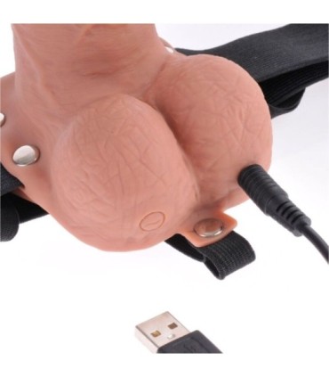 FETISH FANTASY SERIES - ARNÉS AJUSTABLE PENE REALÍSTICO CON TESTÍCULOS RECARGABLE Y VIBRADOR 17.8 CM