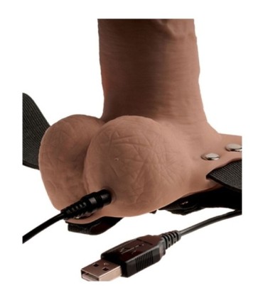 FETISH FANTASY SERIES - ARNÉS AJUSTABLE PENE REALÍSTICO CON TESTÍCULOS RECARGABLE Y VIBRADOR 15 CM