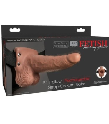 FETISH FANTASY SERIES - ARNÉS AJUSTABLE PENE REALÍSTICO CON TESTÍCULOS RECARGABLE Y VIBRADOR 15 CM