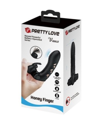 PRETTY LOVE - VANCE FUNDA DEDO VIBRADOR CONEJO NEGRO