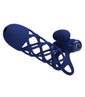 PRETTY LOVE - GIANN ANILLO VIBRADOR CON FUNDA DE SILICONA AZUL