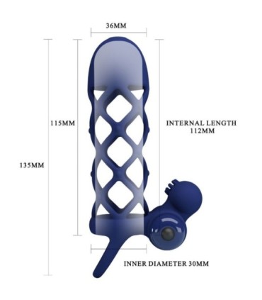 PRETTY LOVE - GIANN ANILLO VIBRADOR CON FUNDA DE SILICONA AZUL