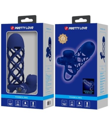 PRETTY LOVE - GIANN ANILLO VIBRADOR CON FUNDA DE SILICONA AZUL