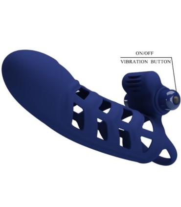PRETTY LOVE - ALTAF ANILLO VIBRADOR CON FUNDA DE SILICONA AZUL