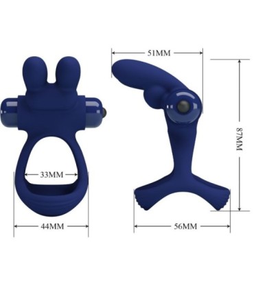 PRETTY LOVE - FRANCISCO DOBLE ANILLO VIBRADOR RABBIT AZUL