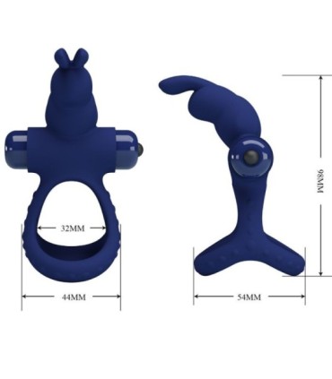 PRETTY LOVE - LUCHITO DOBLE ANILLO VIBRADOR RABBIT AZUL
