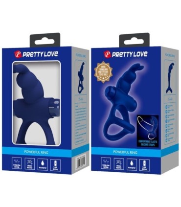 PRETTY LOVE - LUCHITO DOBLE ANILLO VIBRADOR RABBIT AZUL