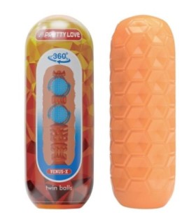 PRETTY LOVE - TWIN BALLS MASTURBADOR MASCULINO NARANJA