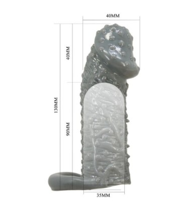 PRETTY LOVE - FUNDA REALÍSTICA ALARGADORA Y RETARDANTE PARA PENE MODELO 2 GRIS