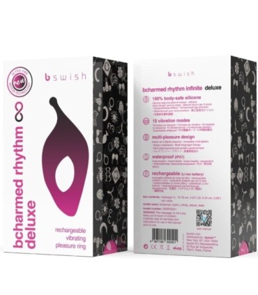 B SWISH - BCHARMED RHYTHM INFINITE DELUXE ANILLO PARA PENE 15 VIBRACIONES NEGRO
