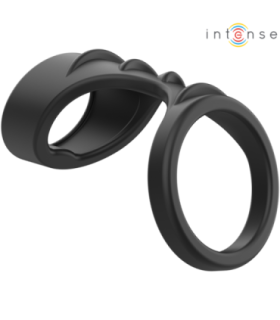 INTENSE - THEO ANILLO DOBLE PARA PENE SILICONA NEGRO MODELO 3