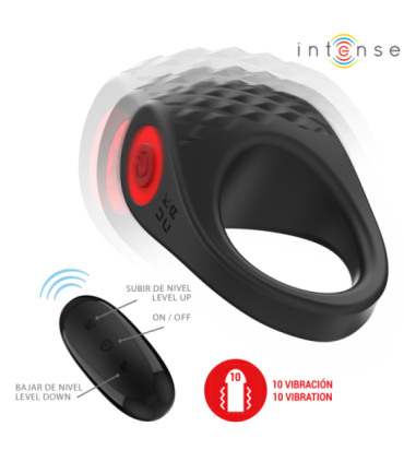 INTENSE - CLOVER ANILLO VIBRADOR PENE 10 VIBRACIONES NEGRO
