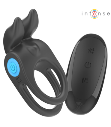 INTENSE - SAM ANILLO DOBLE VIBRADOR PENE 10 VIBRACIONES NEGRO