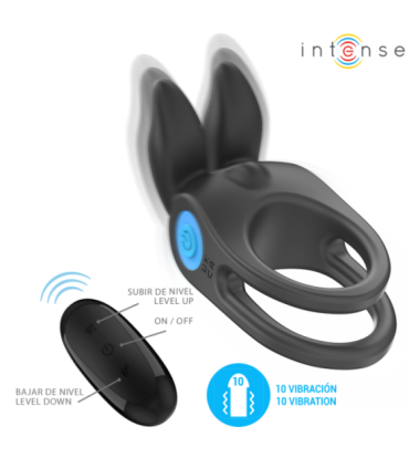 INTENSE - SAM ANILLO DOBLE VIBRADOR PENE 10 VIBRACIONES NEGRO