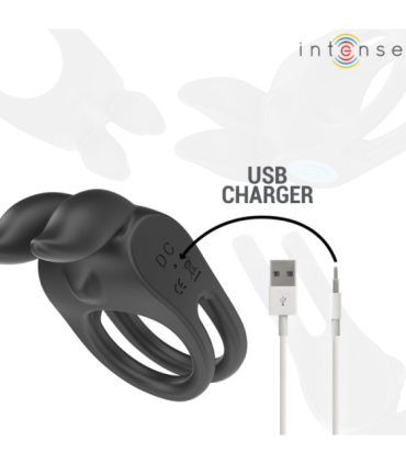 INTENSE - SAM ANILLO DOBLE VIBRADOR PENE 10 VIBRACIONES NEGRO