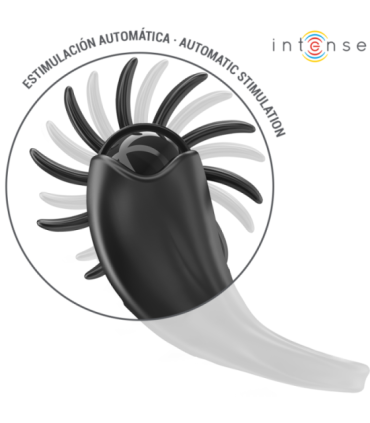 INTENSE - MABEL ANILLO VIBRADOR 10 VIBRACIONES CON ESTIMULADOR DE CLÍTORIS NEGRO