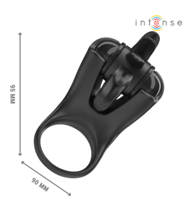 INTENSE - MABEL ANILLO VIBRADOR 10 VIBRACIONES CON ESTIMULADOR DE CLÍTORIS NEGRO