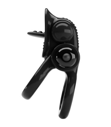 PRETTY LOVE - PASSIONATE RING DOBLE ANILLO VIBRADOR + ESTIMULADOR CLÍTORIS NEGRO